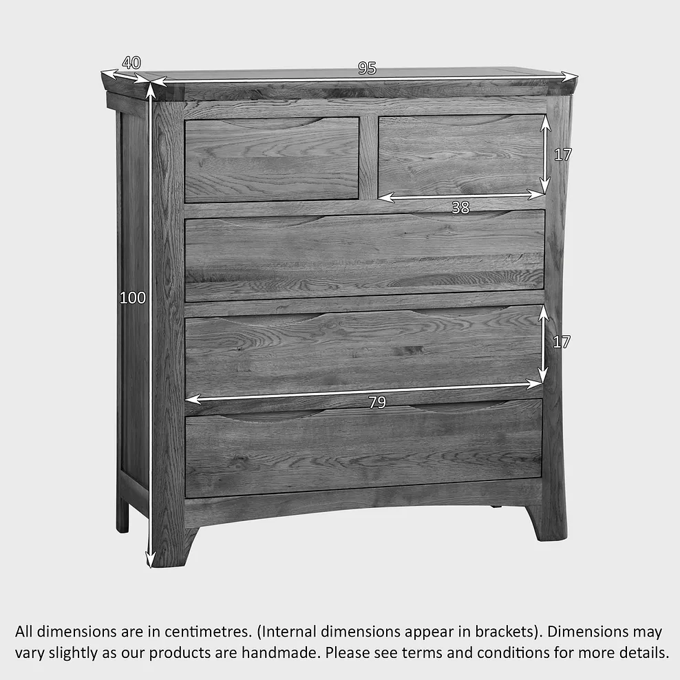 ORRICK 5 Drawer Chest Rustic Solid Oak - Image 5