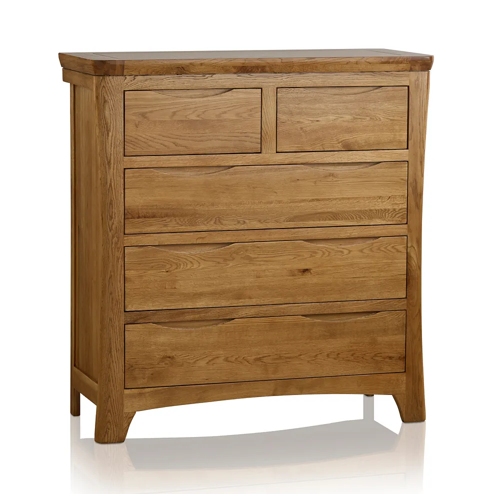 ORRICK 5 Drawer Chest Rustic Solid Oak - Image 2