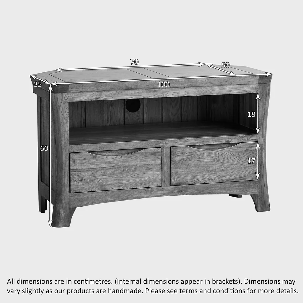 ORRICK Corner TV Unit Rustic Solid Oak - Image 6