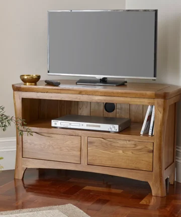 ORRICK Corner TV Unit Rustic Solid Oak