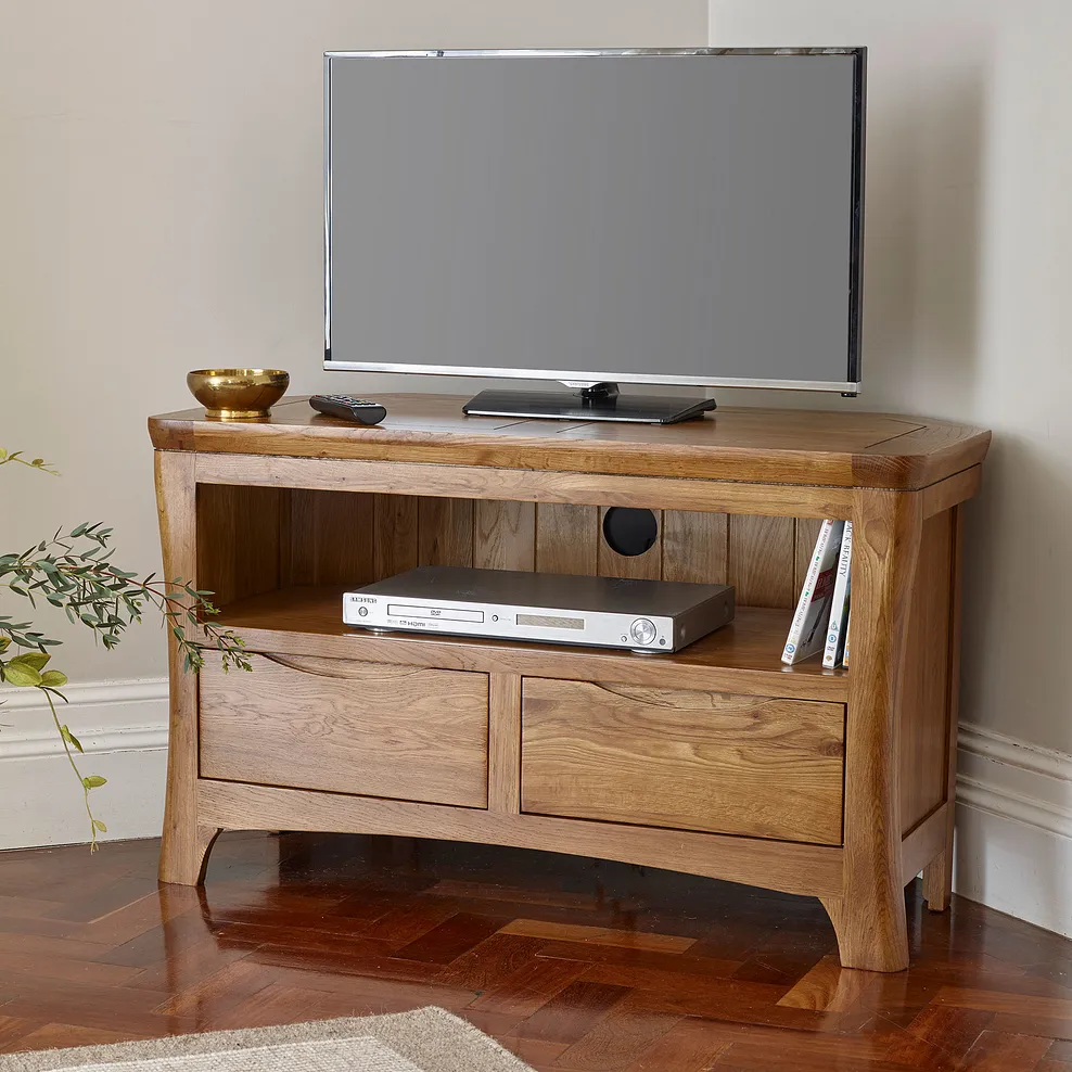 ORRICK Corner TV Unit Rustic Solid Oak