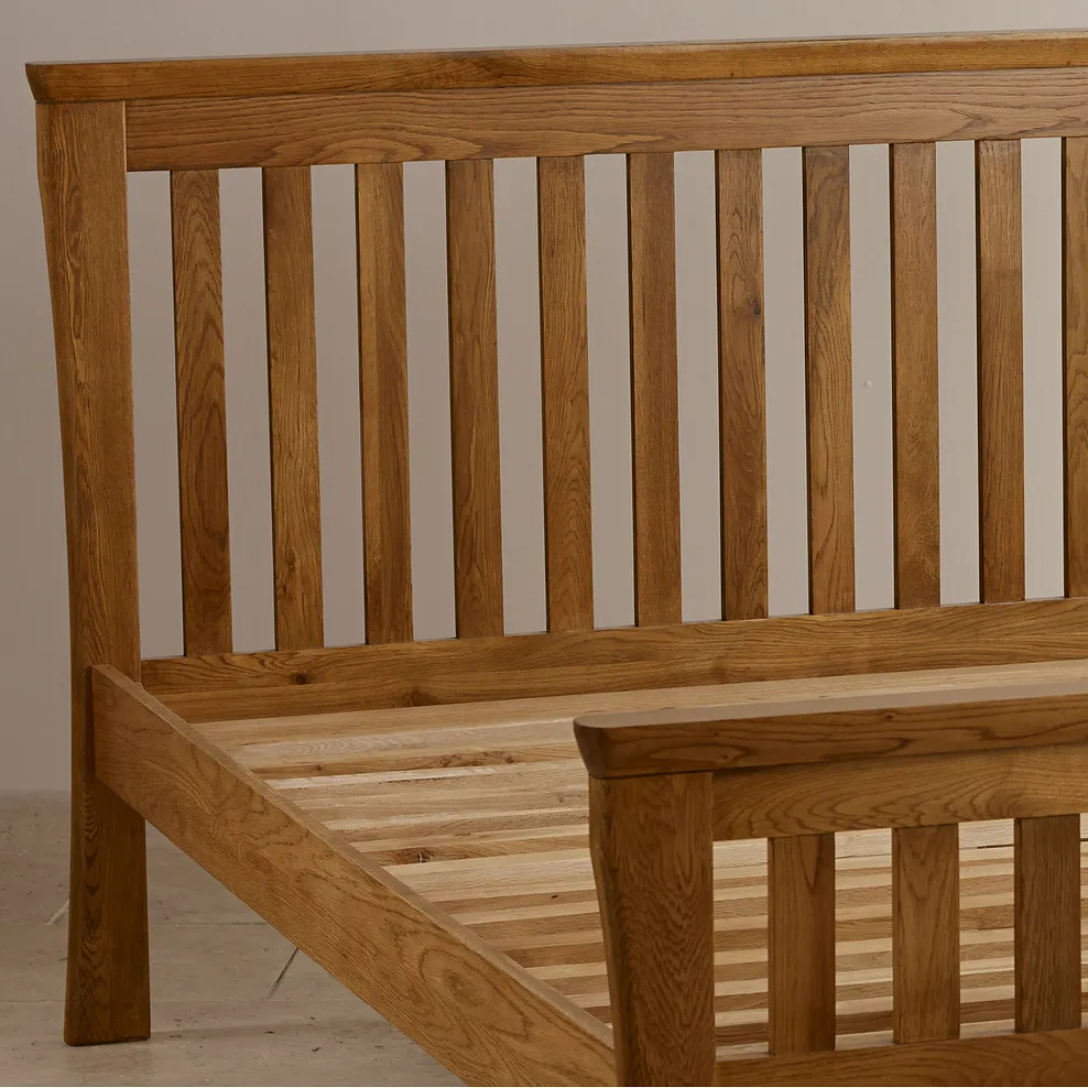 ORRICK Double Bed Rustic Solid Oak - Image 5