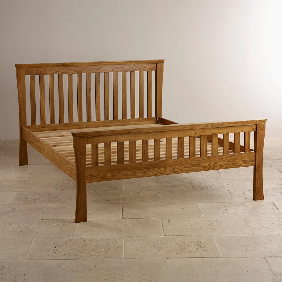 ORRICK Double Bed Rustic Solid Oak - Image 4