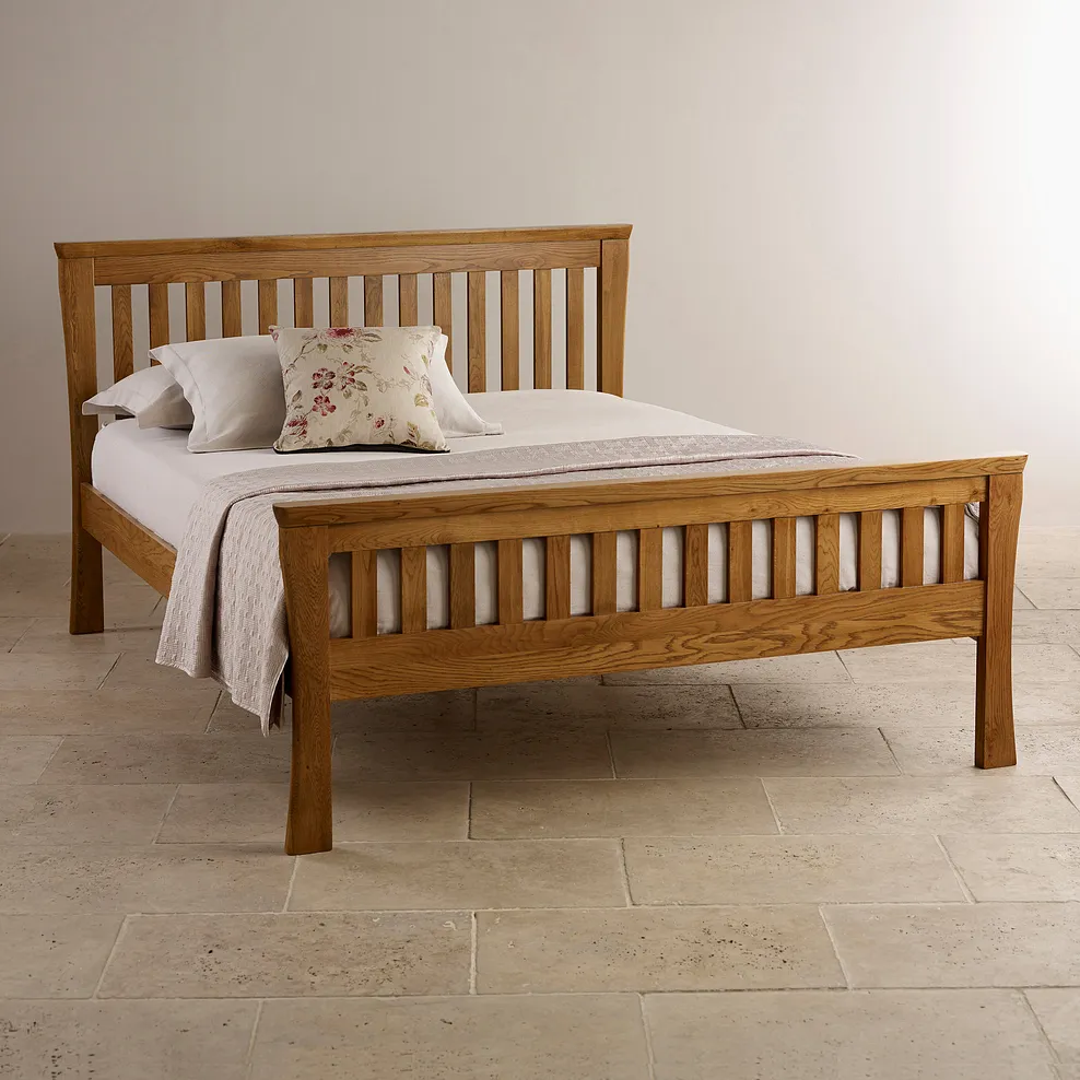 ORRICK Double Bed Rustic Solid Oak - Image 3
