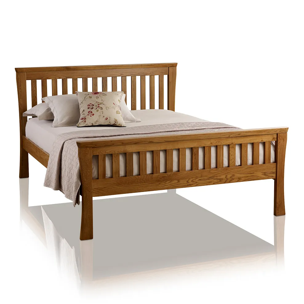 ORRICK Double Bed Rustic Solid Oak - Image 2