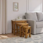 ORRICK Nest of Tables Rustic Solid Oak
