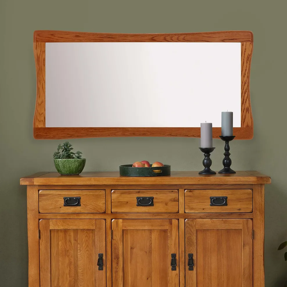 OCTAVIA WALL MIRROR Rustic Solid Oak