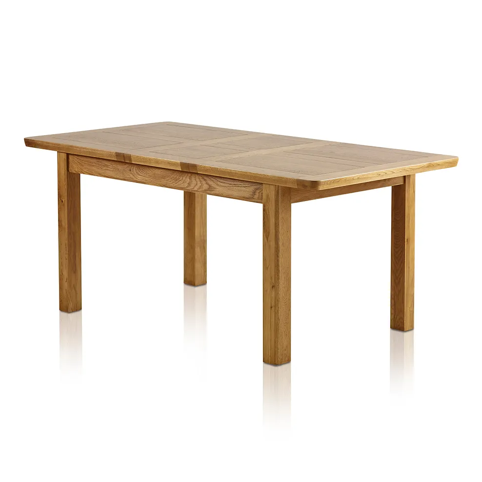 ORRICK Extending Dining Table with 6 Chairs Rustic Solid Oak - Image 4