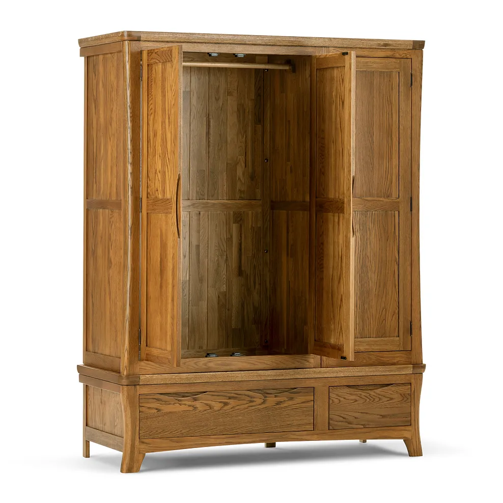 ORRICK Triple Wardrobe Rustic Solid Oak - Image 3