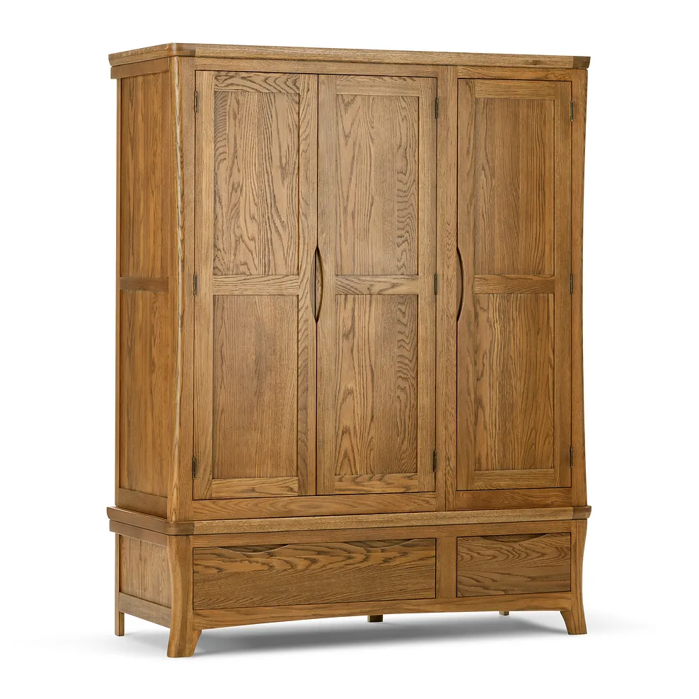 ORRICK Triple Wardrobe Rustic Solid Oak - Image 2