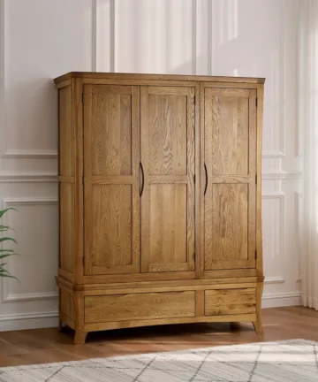ORRICK Triple Wardrobe Rustic Solid Oak