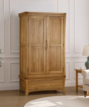 ORRICK Double Wardrobe Rustic Solid Oak