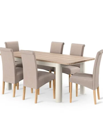 OTTO Extending Dining Table with 6 Chairs Smoked Oak & Painted