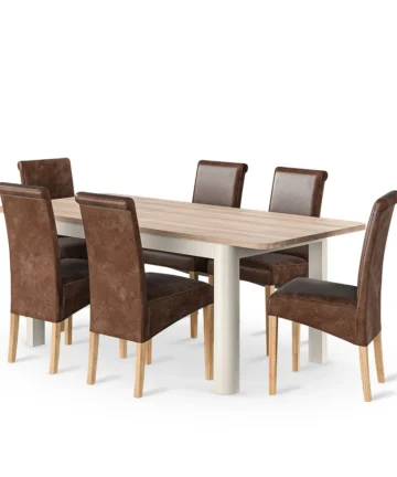 OTTO Extending Dining Table with 6 Chairs Smoked Oak & Painted