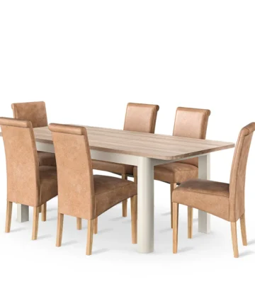 OTTO Extending Dining Table with 6 Chairs Smoked Oak & Painted