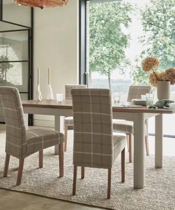 OTTO Dining Table with 4 Chairs Smoked Oak & Painted