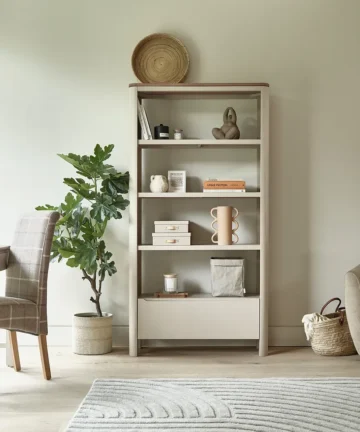 OTTO Tall Bookcase Smoked Oak & Painted