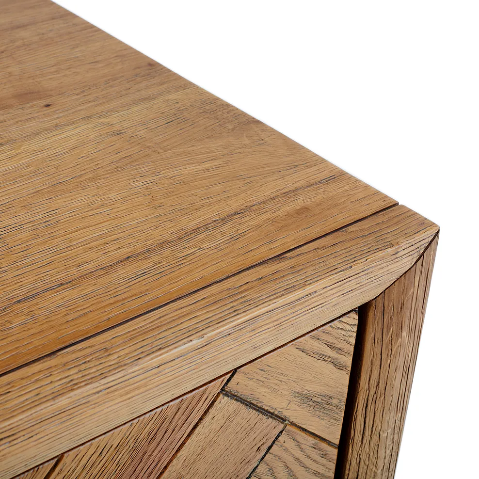 PARQUET 1 Drawer Bedside Table Brushed & Glazed Solid Oak - Image 6