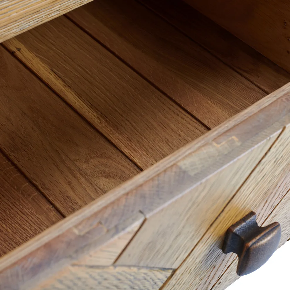 PARQUET 1 Drawer Bedside Table Brushed & Glazed Solid Oak - Image 5