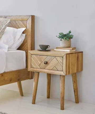 PARQUET 1 Drawer Bedside Table Brushed & Glazed Solid Oak