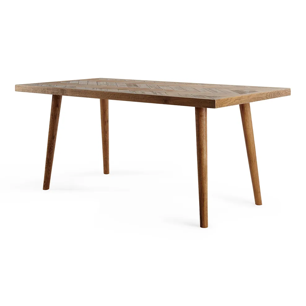 PARQUET Dining Table with 4 Chairs Brushed & Glazed Solid Oak - Image 7