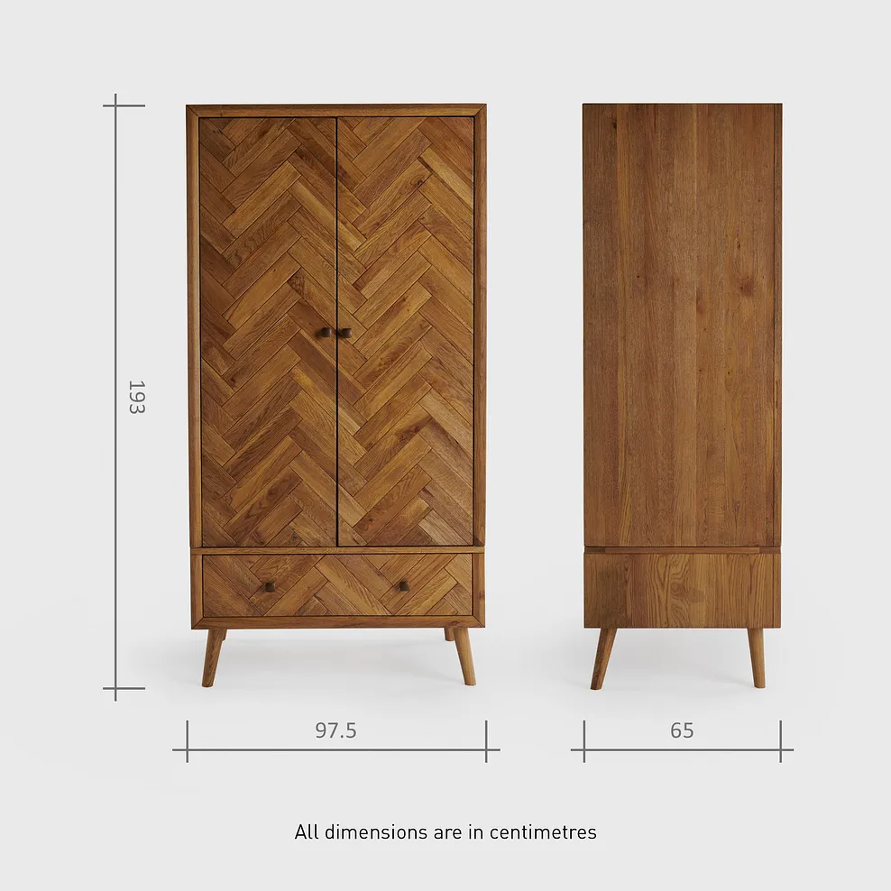 PARQUET Double Wardrobe Brushed & Glazed Solid Oak - Image 8