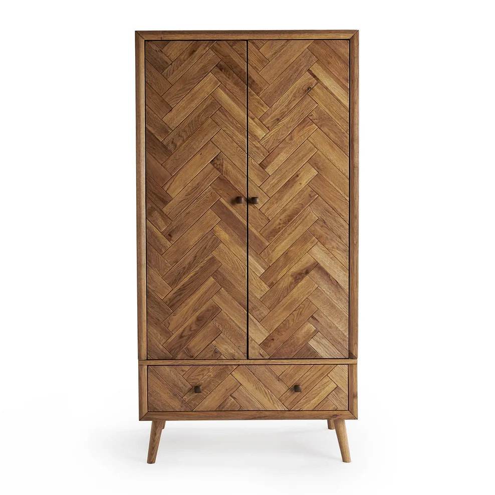 PARQUET Double Wardrobe Brushed & Glazed Solid Oak - Image 2
