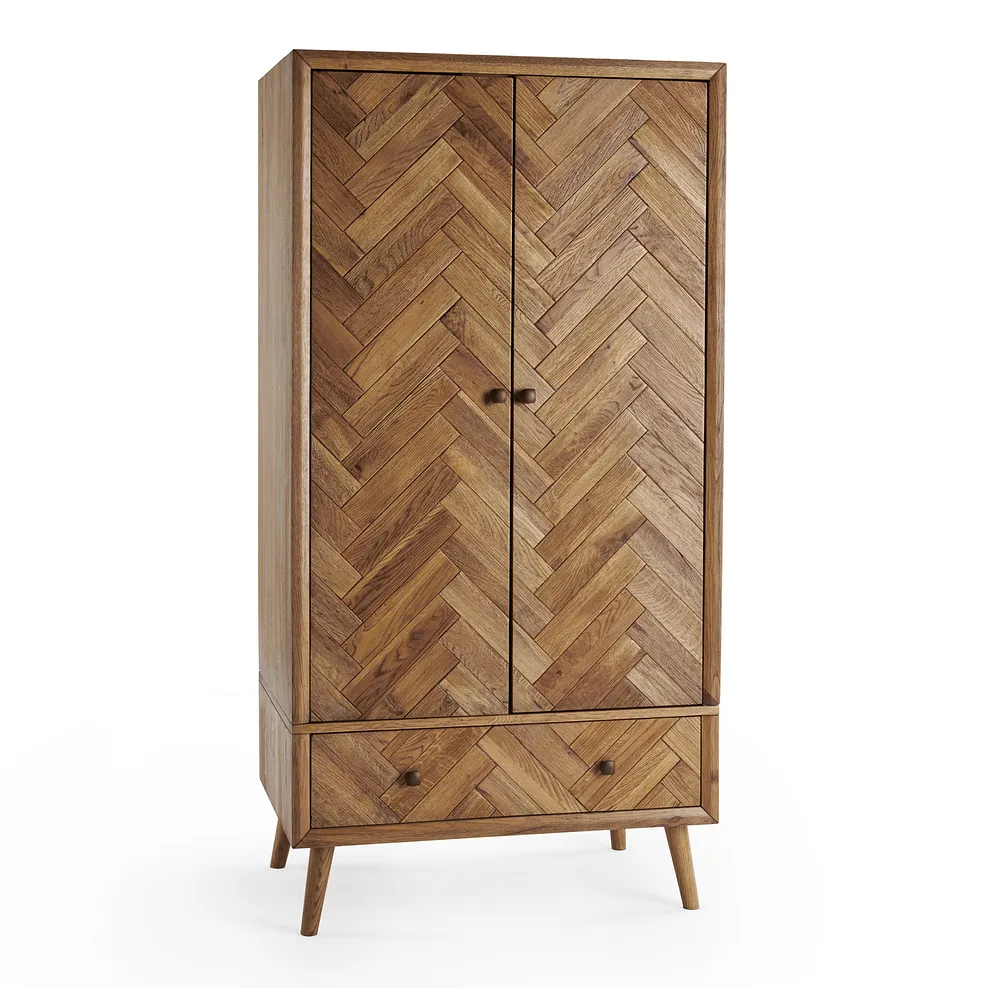 PARQUET Double Wardrobe Brushed & Glazed Solid Oak - Image 3