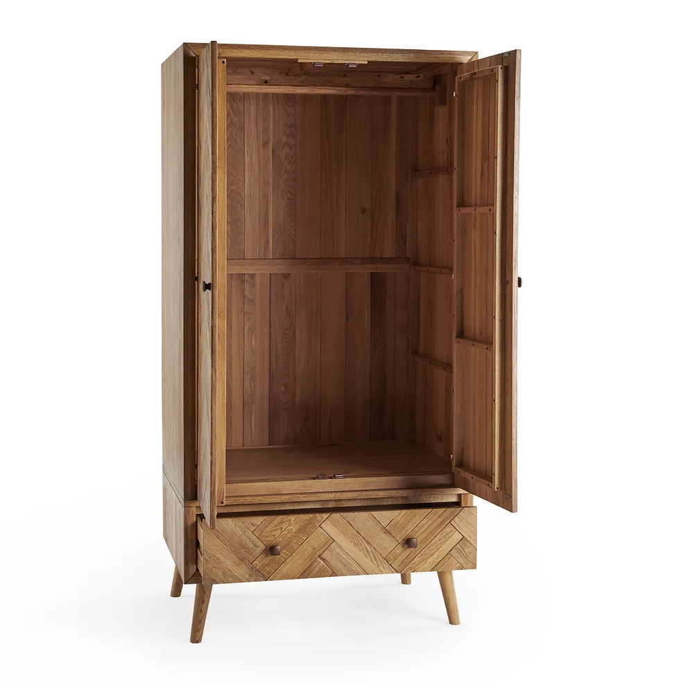 PARQUET Double Wardrobe Brushed & Glazed Solid Oak - Image 4