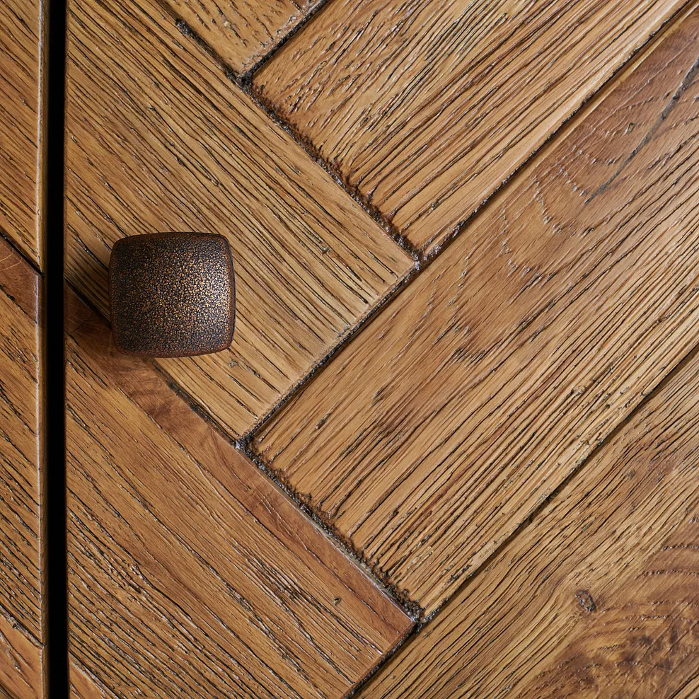 PARQUET Double Wardrobe Brushed & Glazed Solid Oak - Image 5
