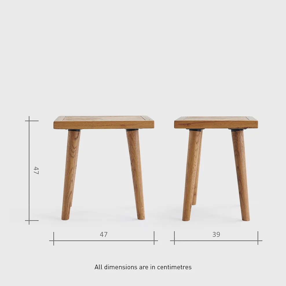 PARQUET Dressing Table Stool Brushed & Glazed Solid Oak - Image 5