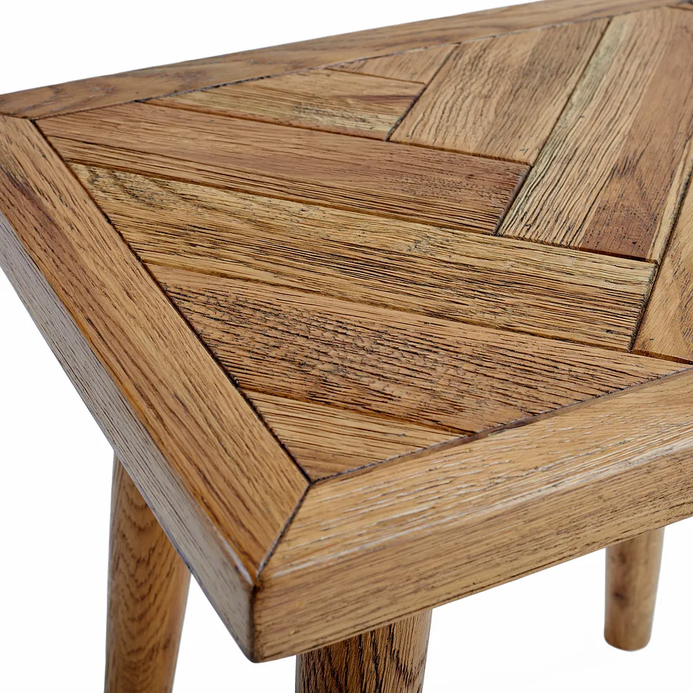 PARQUET Dressing Table Stool Brushed & Glazed Solid Oak - Image 4