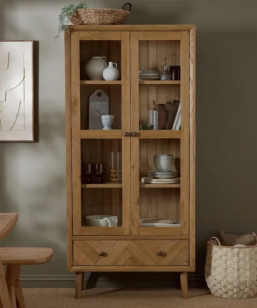 PARQUET Display Cabinet Brushed & Glazed Solid Oak