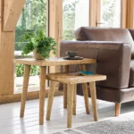 PARQUET Nest of Tables Brushed & Glazed Solid Oak