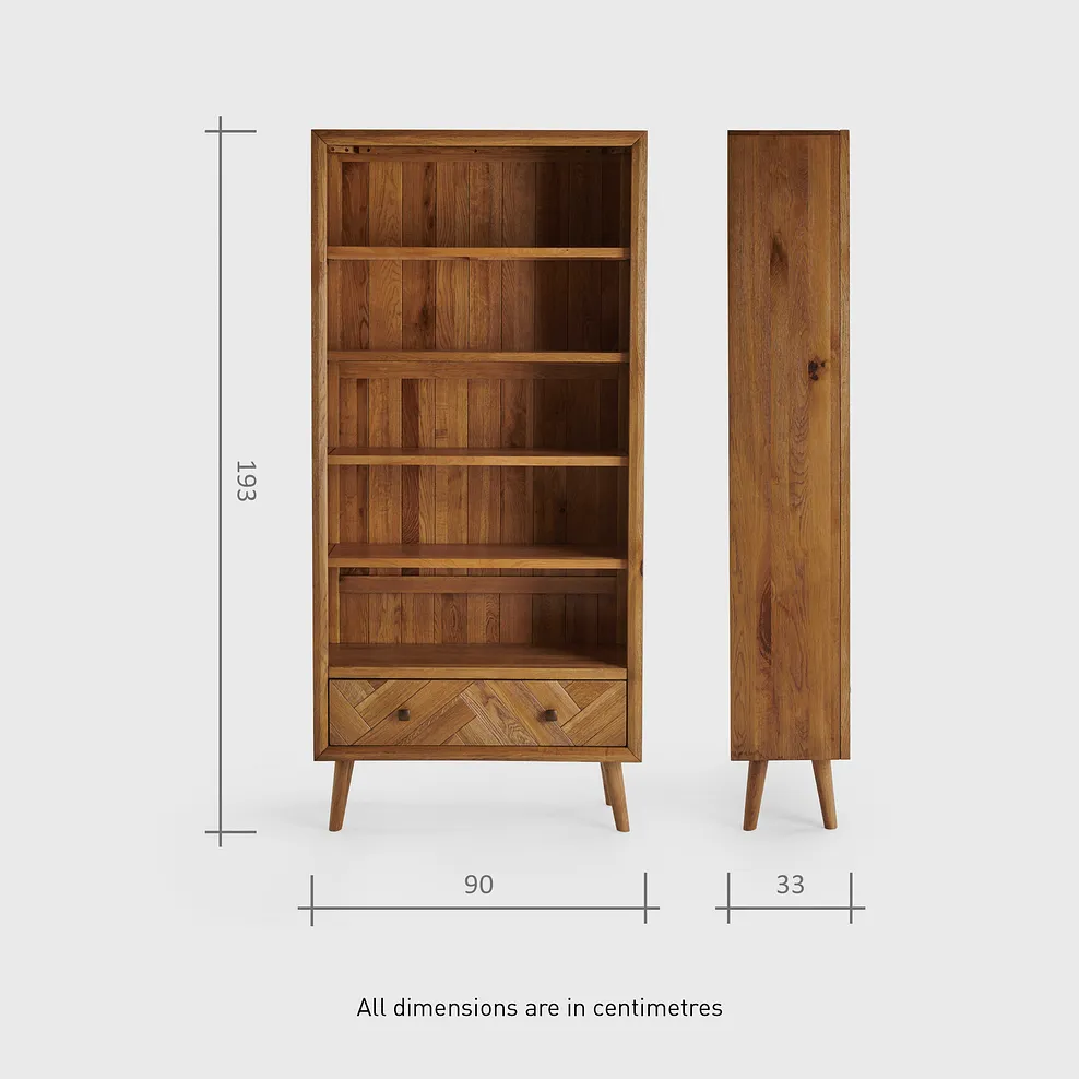 PARQUET Tall Bookcase Brushed & Glazed Solid Oak - Image 8