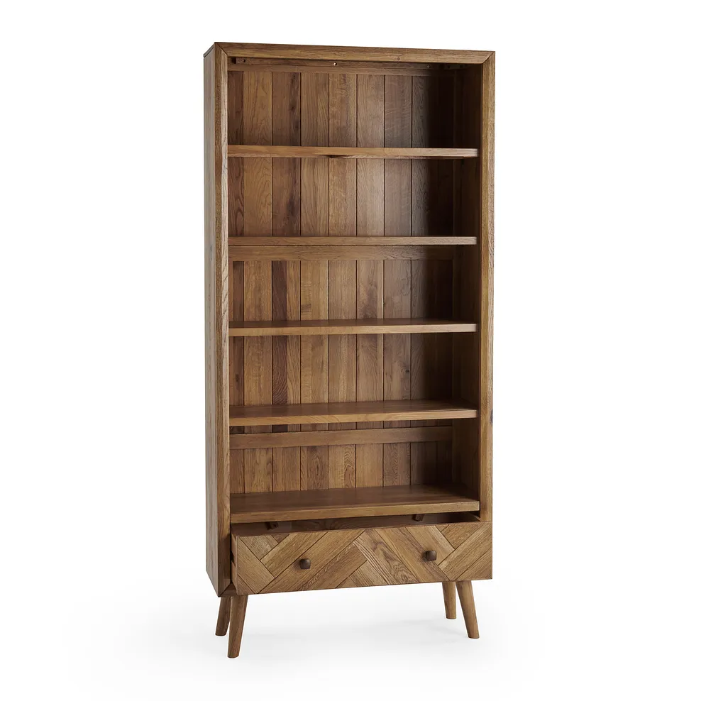 PARQUET Tall Bookcase Brushed & Glazed Solid Oak - Image 4