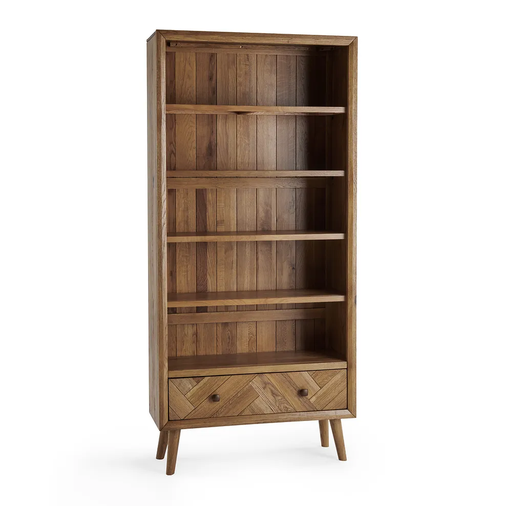 PARQUET Tall Bookcase Brushed & Glazed Solid Oak - Image 3
