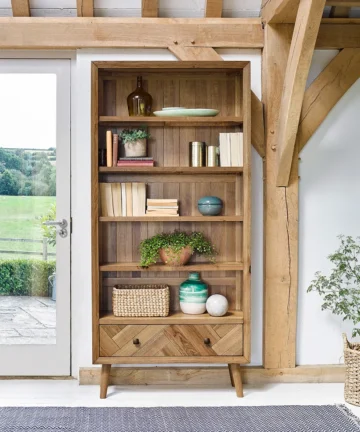 PARQUET Tall Bookcase Brushed & Glazed Solid Oak