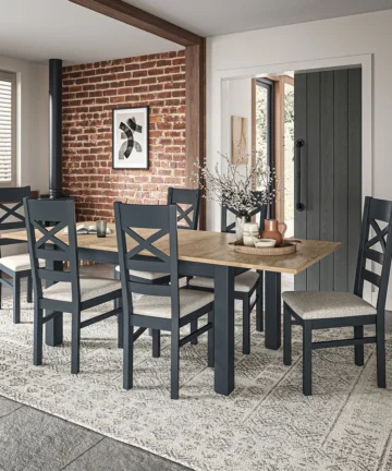 RICHMOND Extending Dining Table with 6 Chairs Solid Oak and Painted