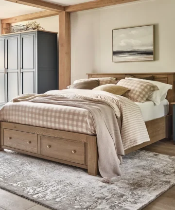 RICHMOND Storage Double Bed Solid Oak