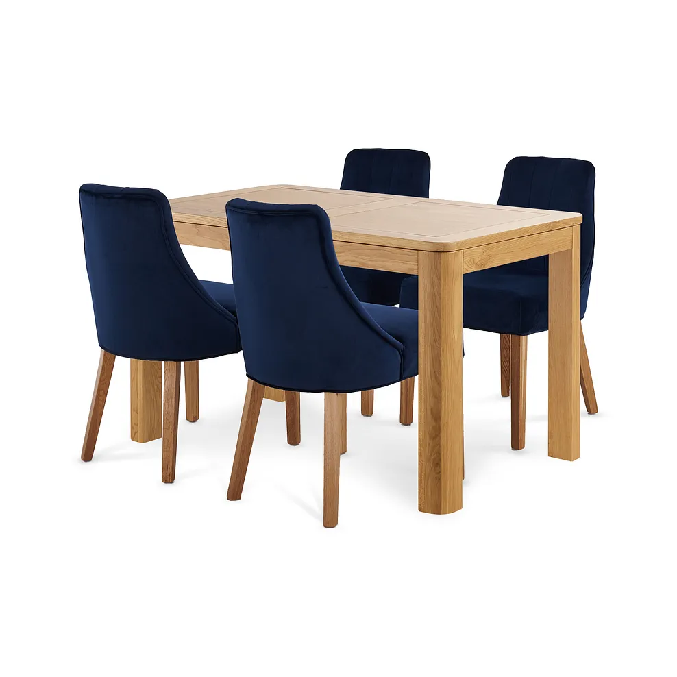 ROMSEY Extending Dining Table with 4 Chairs Natural Solid Oak - Image 2