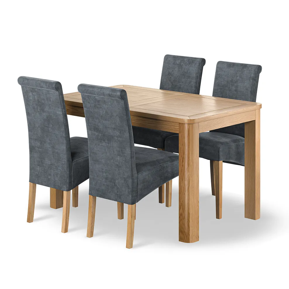 ROMSEY Extending Dining Set with 4 Chairs Natural Oak - Image 2