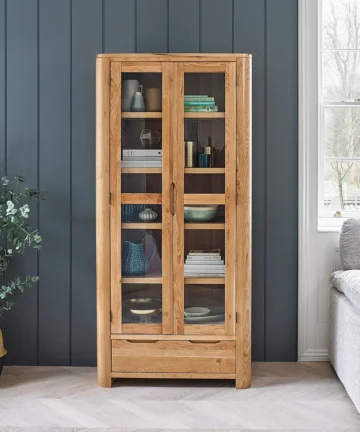 ROMSEY Display Cabinet Natural Solid Oak