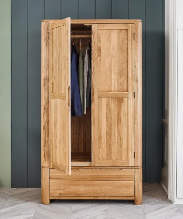 ROMSEY Double Wardrobe Natural Solid Oak