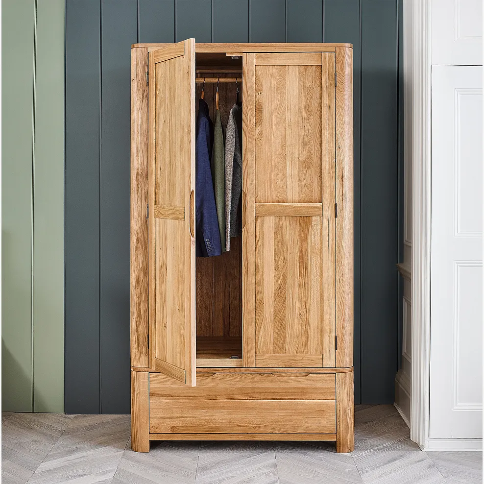 ROMSEY Double Wardrobe Natural Solid Oak