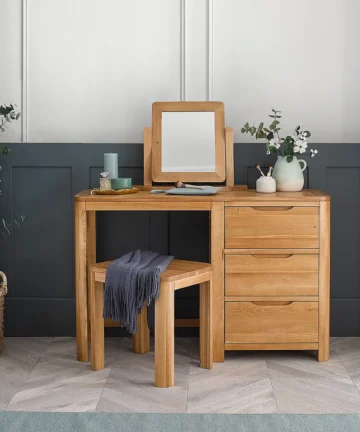 ROMSEY Dressing Table Stool Natural Solid Oak