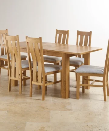 ROMSEY 4ft 3" Dining Table with 6 Chairs Natural Solid Oak