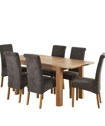 ROMSEY 4ft 3" Extending Dining Table with 6 Chairs Natural Solid Oak