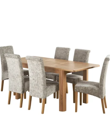 ROMSEY 4ft 3" Extending Dining Table with 6 Chairs Natural Solid Oak
