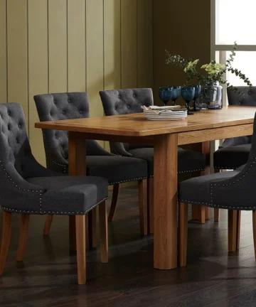 ROMSEY 4ft 3" Extending Dining Table with 6 Chairs Natural Solid Oak